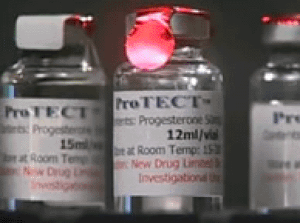 Image: Progesterone vials for the ProTECT trial (photo courtesy Emory University). Image: Progesterone vials for the ProTECT trial (photo courtesy Emory University).